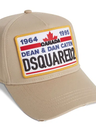 Dsquared2 Beige Structured Cap With Logo Patch In Brown