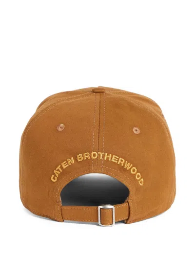 Dsquared2 Brown Cap With Embroidered Logo Patch In Orange