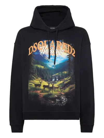 Dsquared2 Relax Fit Hoodie In Black