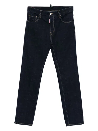 Dsquared2 Dsquared Men Jeans With Logo Application In Blue