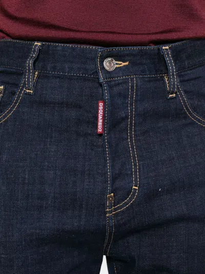 Dsquared2 Dsquared Men Jeans With Logo Application In Blue