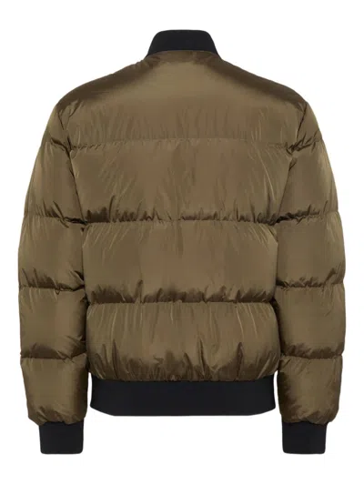 Dsquared2 Padded Green Puffer Jacket With Two-way Zip In Black