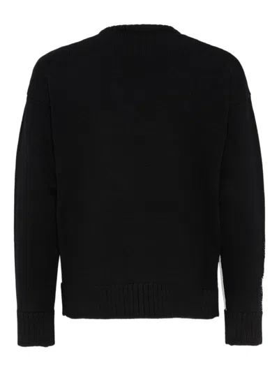 Dsquared2 Crew Neck Sweater With Bold Intarsia Pattern In Black