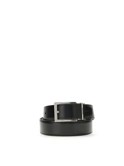 Dsquared2 Black Leather Belt With Logo Buckle In Black