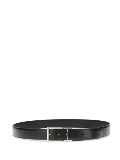 Dsquared2 Black Leather Belt With Logo Buckle In Black