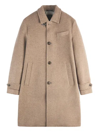 Fay Wool Coat With Hook And Multiple Pockets In Brown