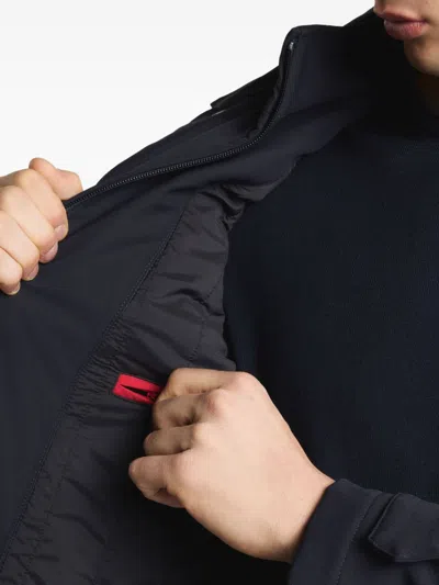 Fay Long Coat Jersey Hood Pockets In Black