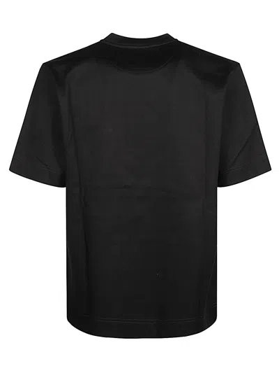 Fendi Men Blue Crewneck T-shirt With Logo Printed On The Front And Patch Pocket With Zip In Cotton M In Black