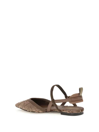 Fendi Kitten Ff Sling Back In Brown