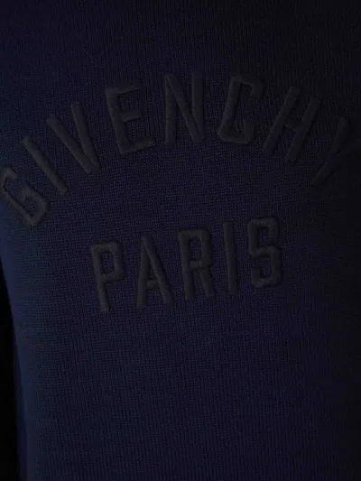Givenchy Turtleneck Sweater In Cotton With Paris Embroidery Clothing In Blue