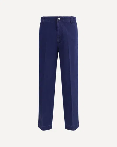 Gucci Blue Pants With One Patch Pocket On The Rear And Logo Lettering On The Rear In Cotton Canvas Man In Blue