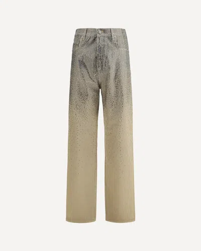 Golden Goose Straight-leg Pants With Gradient Crystal Embellishment In Brown