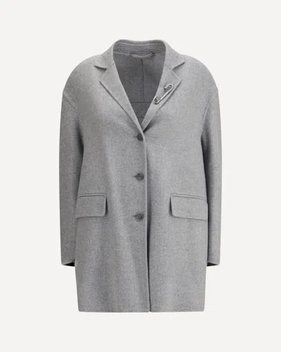 Ermanno Scervino Embellished-lapel Single-breasted Coat In Gray