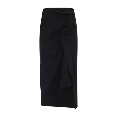 Dries Van Noten Black Skirt With Draping In Black