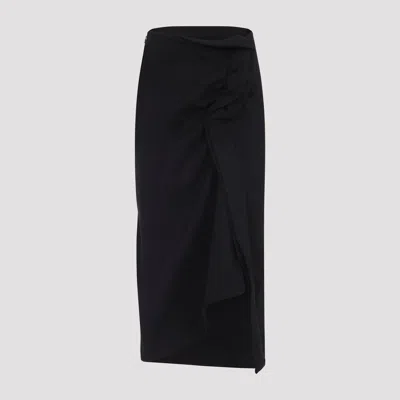 Dries Van Noten Black Skirt With Draping In Black