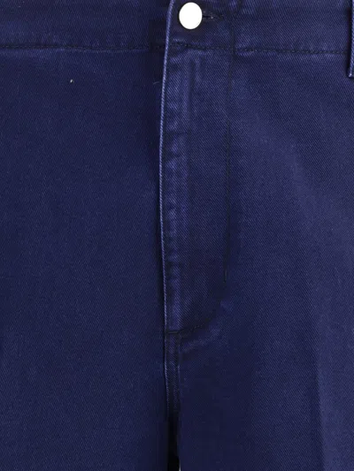 Gucci Blue Pants With One Patch Pocket On The Rear And Logo Lettering On The Rear In Cotton Canvas Man In Blue
