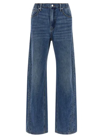 Alexander Wang Embossed Logo Jeans In Blue