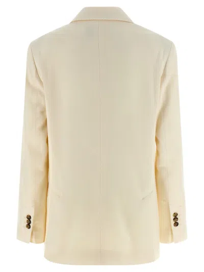 Ami Alexandre Mattiussi Double-breasted Wool Blazer With Peak Lapels And Flap Pockets In White