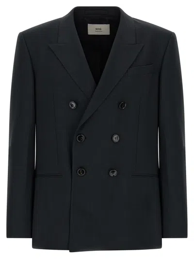 Ami Alexandre Mattiussi Tailored Wool Blazer Featuring Notch Lapel In Black