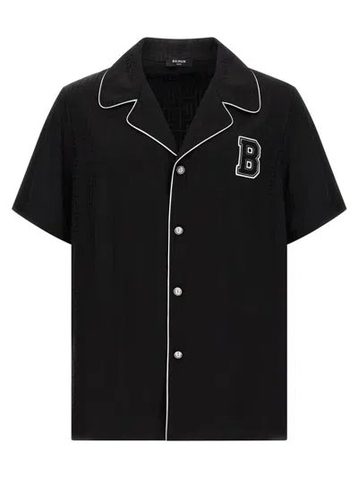 Balmain Varsity Style Shirt Featuring Contrast Piping In Black