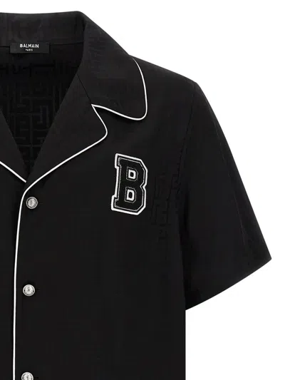 Balmain Varsity Style Shirt Featuring Contrast Piping In Black
