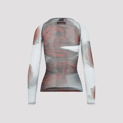 Jean Paul Gaultier Rose Mesh Floral Top In Multi