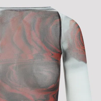 Jean Paul Gaultier Rose Mesh Floral Top In Multi