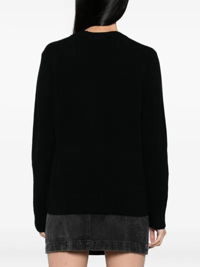 Maison Kitsuné V-neck Long Sleeve Wool Cardigan In Black