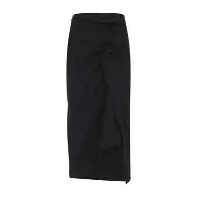 Dries Van Noten Black Skirt With Draping In Black