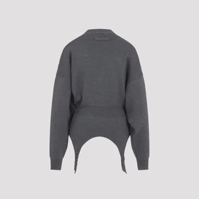 Jean Paul Gaultier High Neck Bat Sleeves Lingerie Garter Pullover Sweater In Gray