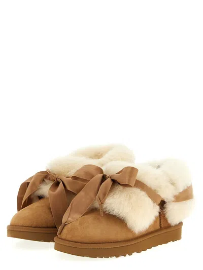 Ugg Ankle Boot With Lace Detail And Rubber Sole In Brown