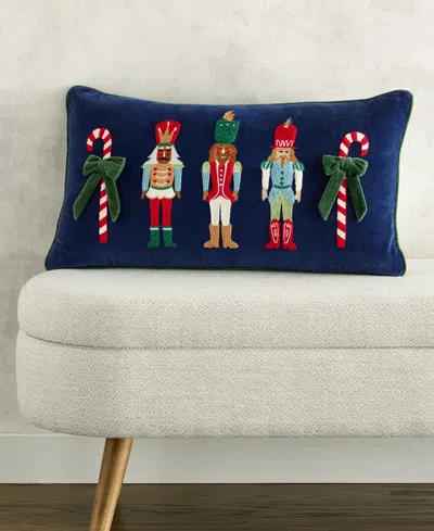 Holiday Lane Nutcrackers Decorative Pillow, 14" X 24", Exclusively For Macy's In Blue