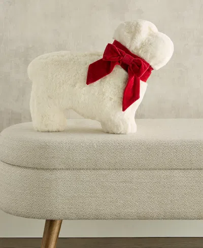 Holiday Lane Faux Fur Dog Decorative Pillow, 12" X 22", Exclusively For Macy's In White