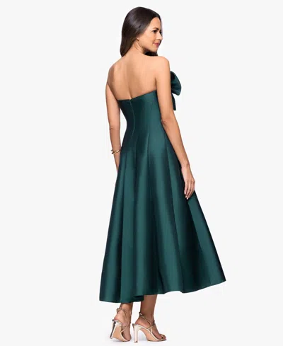 Betsy & Adam "coulette" Satin Bow Strapless Midi Dress In Green