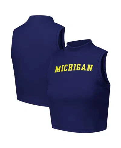Zoozatz Women's Navy Michigan Wolverines Cropped Tank Top In Blue