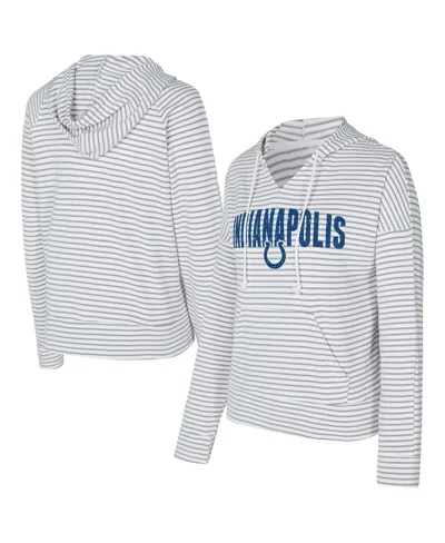 Concepts Sport Women's White/gray Indianapolis Colts Liftoff Striped V-neck Hoodie In White