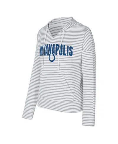 Concepts Sport Women's White/gray Indianapolis Colts Liftoff Striped V-neck Hoodie In White