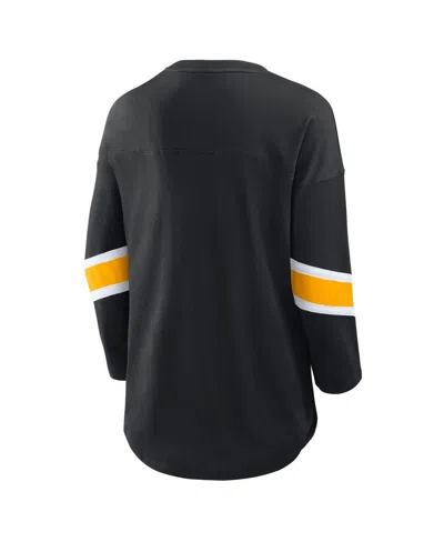 Fanatics Women's Black Pittsburgh Steelers Redzone 3/4-sleeve T-shirt In Black
