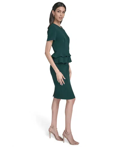 Calvin Klein Petite Peplum Sheath Dress In Green