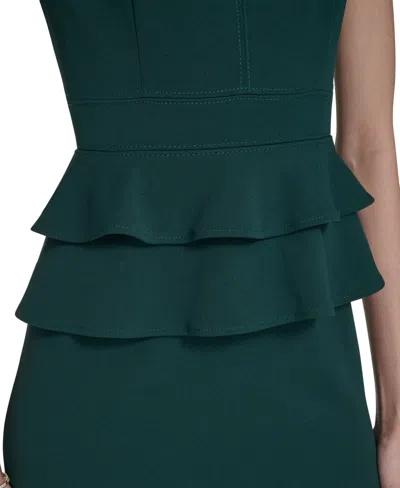 Calvin Klein Petite Peplum Sheath Dress In Green