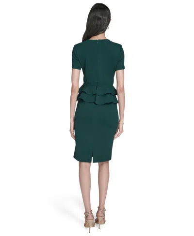 Calvin Klein Petite Peplum Sheath Dress In Green