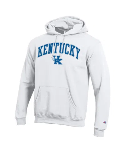 Champion Men's White Kentucky Wildcats Arch Over Logo Pullover Hoodie In White