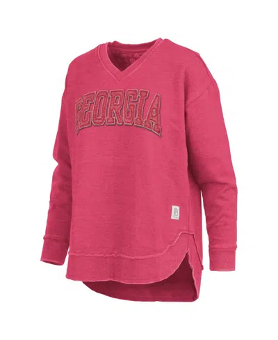 Pressbox Women's Red Georgia Bulldogs Westin Poncho V-neck Pullover Sweatshirt In Red
