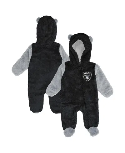 Outerstuff Baby Boys And Girls Black Las Vegas Raiders Stay Napping Fleece Bunting Full-zip Sleeper In Black