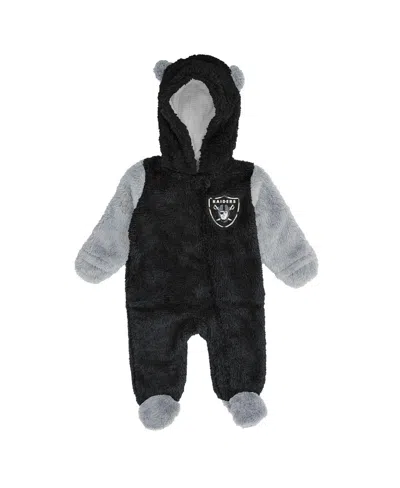 Outerstuff Baby Boys And Girls Black Las Vegas Raiders Stay Napping Fleece Bunting Full-zip Sleeper In Black