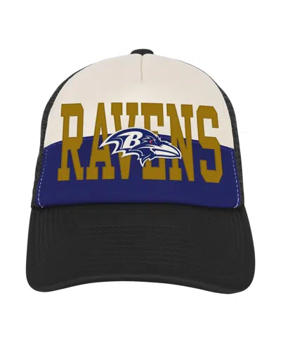 Outerstuff Men's White/black Baltimore Ravens Modern Fan Trucker Adjustable Hat In Multi