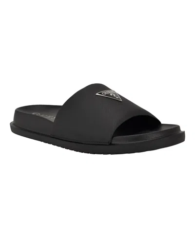 Guess Men's Vesper Branded Slip-on Fashion Slides In Black