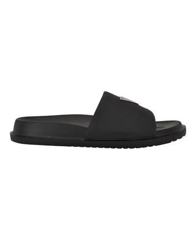 Guess Men's Vesper Branded Slip-on Fashion Slides In Black