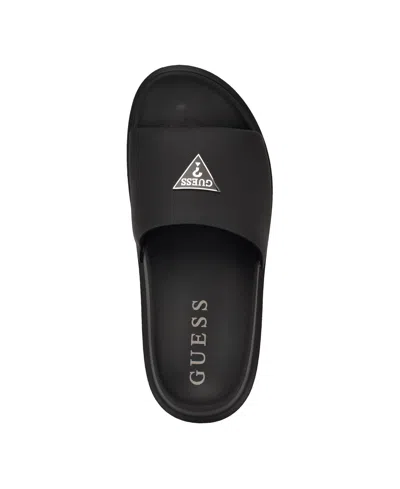 Guess Men's Vesper Branded Slip-on Fashion Slides In Black