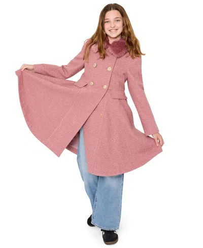 S Rothschild & Co S Rothschild Big Girls Tweed Princess Dress Coat In Pink